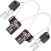 OW-Travel TSA Approved Luggage Locks Suitcase Locks (2 Pack) Cable Padlock with Keys Made from Heavy Duty Zinc Alloy for Suitcase, Zipper, Luggage, Bag, Case, Backpack, Gym Locker, Tool Box (Black)