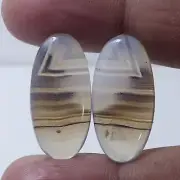 21.50 Cts 100% Natural Pair White MONTANA Agate Cabochon Loose Gemstone TlD-2531
