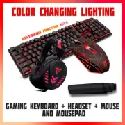 Complete gaming combo keyboard mousepad headset mouse with adjustable dpi button