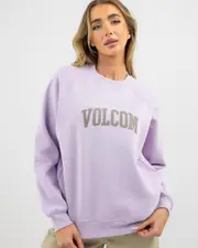 [Volcom] Volcom Women's Get More Ii Crewneck Sweatshirt in Blurred Violet Size 2 2 Blurred Violet