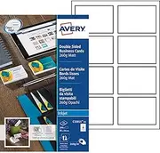 Avery C32015-25 Double Side Printable Business Cards with Matt Finish, 260 GSM for Inkjet Printers (85 x 54 mm Cards, 8 Cards per A4 Sheet, 25 Sheets per Pack) - Bright White