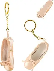 [Wedhapy] Ballet Shoe Keychain 2PCS Cute Mini Ballet Keychain with Bow Hanging Shoe Keychain with Detachable Buckle Ballet Slipper Keychain Ballet Keyring Key Backpack