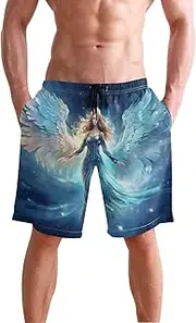 [XYMZR] Blue Angele Wings Men's Swim Trunks Quick-Dry Bathing Suit Swimming Board Shorts S