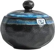 Soup Bowls, Small Ceramic Soup Bowl with Lid, French Onion Soup Bowl Microwave Safe, Small Breakfast Bowl with Lid for One Person-Blue and white-350ml