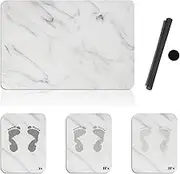 Enkis - Stone Bath Mat, Natural Diatomaceous Quick Drying Mat, 39 * 60CM Non-Slip Super Absorbent Quick Drying Diatomite Mat for Bathroom Shower Floor & Kitchen Counter (Ink Granite-Natural White)