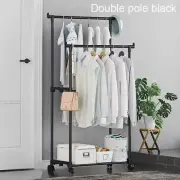 Double-Rod Clothes Rack Clothes Rack With Hooks Hanging Clothe Organizer For Bed