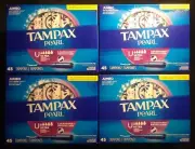 Tampax Pearl Ultra Tampons - Leak Guard Braid Unscented 45 Count- 4 Sealed Boxes