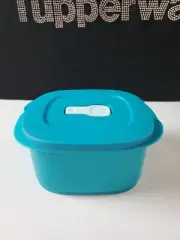Tupperware CrystalWave Microwave PLUS Mini Square 800ml Aquamarine Blue