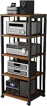 5-Tier Movable AV Media Stand,Audio Video Stand,Adjustable Shelves,for Living Room Gaming Recording Studio,Load Capacity 300KG(Color5)