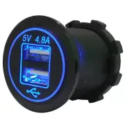 Universal Auto Truck Dual 2.4A USB Charger Blue LED Power Outlet Socket Adapter (for: Fiat)
