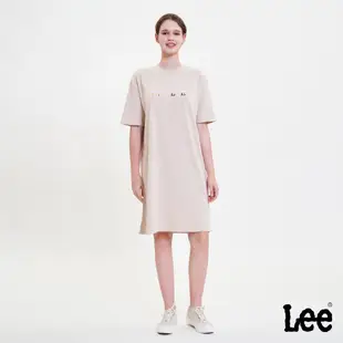 Lee 女款 HD.LEE短袖圓領長版休閒洋裝 卡其｜Modern