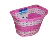 Junior Bicycle Basket – Plastic Woven – Girls / Pink / White