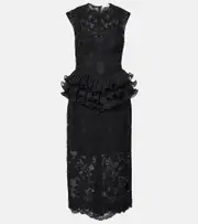 [Zimmermann] Zimmermann Crush ruffled lace midi dress AU 14 black