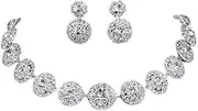 [Generic] Women's Crystal Wedding Jewelry Set, Necklace, Earrings, Wedding Jewelry Set, Sparkling Made in China