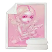 Pink Albino Alligator Angel Throw Blanket