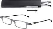 OKH Blue Light Blocking Ultra Thin Lightweight Reading Glasses for Men and Women, Anti-Eye Strain, Compact Reading Glasses with Portable Stretchy Flat Case, gray, One size