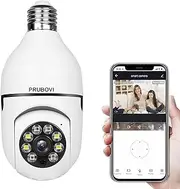 5GHz/2.4GHz Home Light Bulb Security Camera, Wireless WiFi 360 Degree PTZ Lightbulb Surveillance Camera with Motion Detection Two-Way Talk Color Night Vision E27 Lamp Cam White
