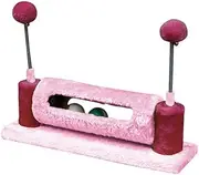 Cattitude Pounce N Play Cat Scratch Barrel Roll, Pink&Grey, 12cm Height - Cat House, Spring-Loaded Teaser, Soft Plush Material