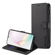 For Samsung Galaxy Note 10 Case, SupRShield Wallet Leather Flip Magnetic Stand Case Cover (Black)