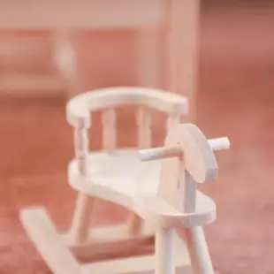 1/12娃娃屋迷你木制小家具模型未上漆玩具小木馬模型拍攝攝影道具