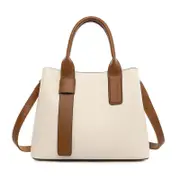 GGP Off White And Brown Retro Fashion Handbag Elegant Tote With Large Capacity For Work And Daily Use