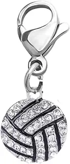 [Sportybella] Volleyball Clip on Charm, Zipper Pull, Purse/Lanyard/Bracelet Volleyball Charms for DIY Jewelry Gifts for Volleyball Players