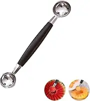 1 PC Double Sided Melon Baller, Round Melon Balls Fruit Baller Scoop Melon Baller Scoop Stainless Steel Melon Baller Melon Scoop Double Scoop Ice Cream Cone Double Dessert Scoop for Fruit Ice Cream