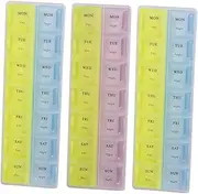 1set Portable Pill Box Daily Pill Organizer Pillbox Medicine Organizer Portable Medication Storage Medicine Storage Week Case Blue 3pcs
