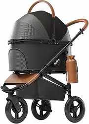 Best Pet Pram/Stroller | Fur King Jogger | Dog Stroller 3 Wheels - Black