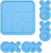 SING F LTD 5Pcs Tabletop Board Game Silicone Moulds Tic Tac Toe Silicone Mould X O Board Resin Molds Epoxy Resin Casting Mould Accessories for DIY Making Crafts Blue