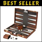 Elegant Medium Backgammon Set with Felt Interior - 2 Player Game Experience