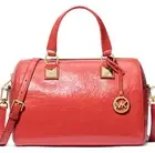 MICHAEL KORS Grayson Medium Orange Metallic Leather Satchel Bag