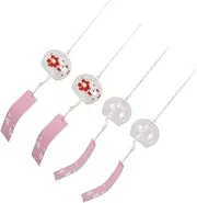 Yardenfun Handmade Glass Wind Chimes 4pcs Japanese Cherry Blossom Wind Chime Pendant Decor
