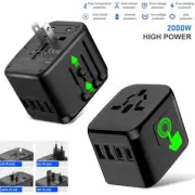 Universal Travel Adapter 2000W High Power 2 Type-C/USB Charger Outlet Converter