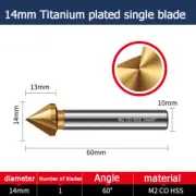 14mm Titanium plated single blade chamfer 60 degree deburring chamfer Drill bit