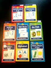 8 FLASH CARD PACKS SET - 34 CARDS EACH (272 TOTAL) SCHOOL SUPPLIES KIDS MATH ABC