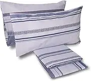 Laura Biagiotti Cotton Double Bed Sheet Set, 100% Cotton, Top Sheet, Fitted Sheet, Pair of Pillowcases, Geometric Pattern Alcor Avio