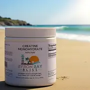 Byron Bay Bliss Pure Creatine Monohydrate - Pharmaceutical Grade Powder for Muscle Support & Recovery, Unflavored 250g/0.55lb