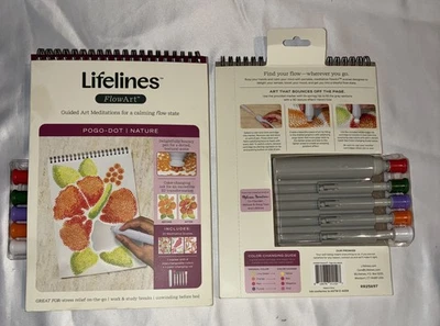 New Lifelines FlowArt - Dot-By-Letter, Botanicals Art Meditations 2pack NWT