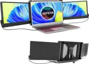 KEFEYA Laptop Screen Extender, 12” Full HD HDMI/USB-A/Type-C Plug - BLACK