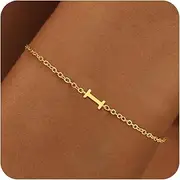 [BAYLAY] Gold Initial Bracelets for Women Gifts - 18K Gold Plated Letter Initial Bracelet Dainty Gold Bracelets for Women Trendy Gold Initial Bracelets for Women Jewelry Gifts A