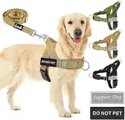Slow Ton No Pull Large Medium Dog Harness and Leash Set,No Choke Escapeproof Neck & Chest Adjustable, 5.9 Ft Dog Leash Anti-Twist Pet Lead, Soft Padded Reflective Tactical Military Dog Harness