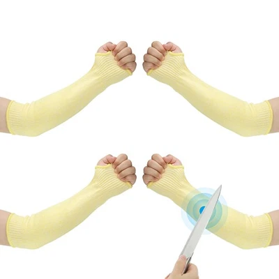 2Pairs XL Arm Protectors Sleeve Cut Resistant Sleeve with Thumb Hole Yellow