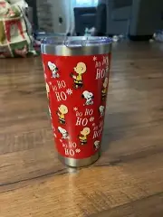 PEANUTS SNOOPY & CHARLIE BROWN CHRISTMAS 16 OZ STAINLESS TUMBLER COFFEE CUP NEW