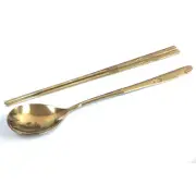 Korean Titanium Plated Stainless Steel Spoon and Chopsticks Oriental Style