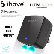 Genuine IHAVE 3.4A Dual 2 USB Port AC Travel Home Wall Charger Adapter AUS Plug