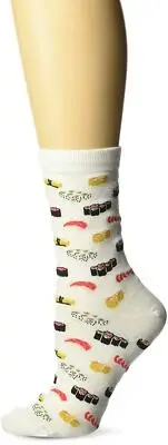 Hotsox Womens Sushi Socks, White, 1 Pair, Womens Shoe 4-10