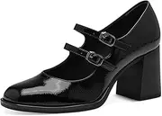 [Tamaris] Women's Vegan Block Heel Strappy Pumps
