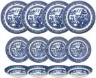 Blue Willow Dinner Plates, Salad Plates and Coupe Bowls 12 Piece Dinnerware Set,