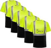 [SAFIELD] Hi Vis Safety Shirts for Men Reflective,High Visibility Work T-shirt Short Sleeve with Pocket, 3 and 5 Pack
